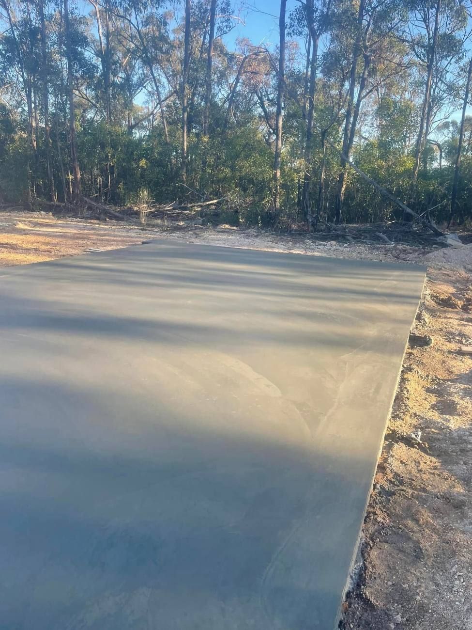 Large concrete slab on a bush block