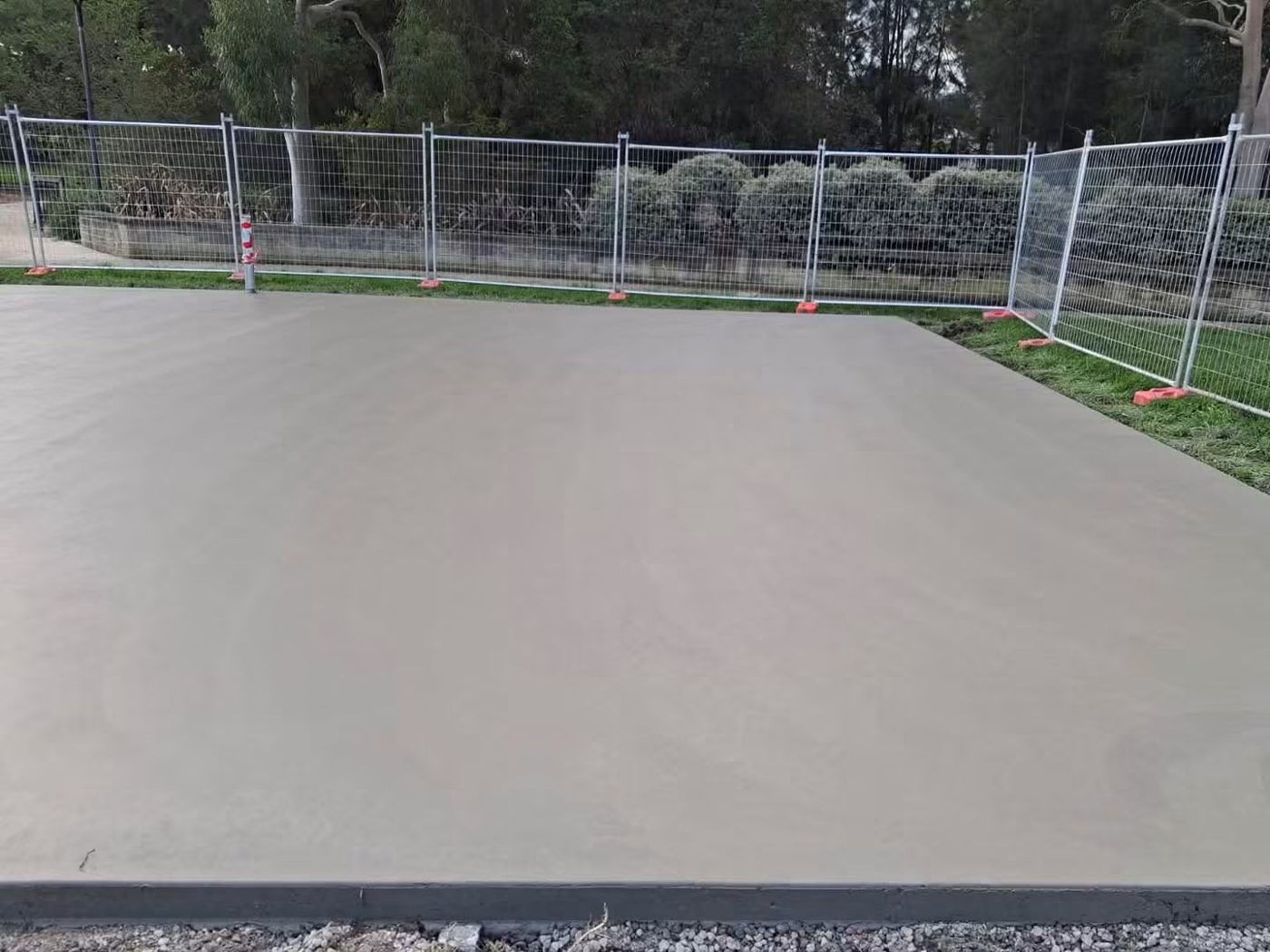 Large finished concrete slab with a smooth trowelled surface